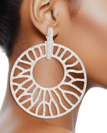 “Siren” Silver Branch Statement Pierced Earrings