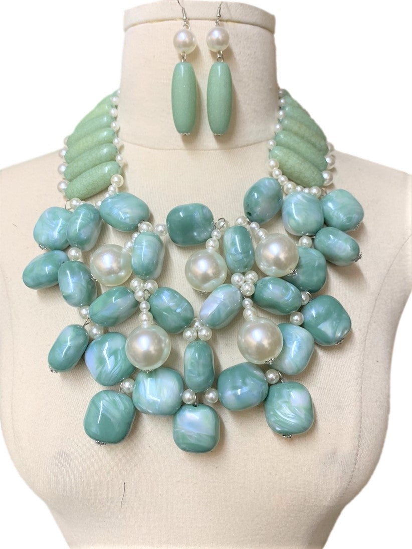 “Jada” Chunky Turquoise Stone Necklace Set