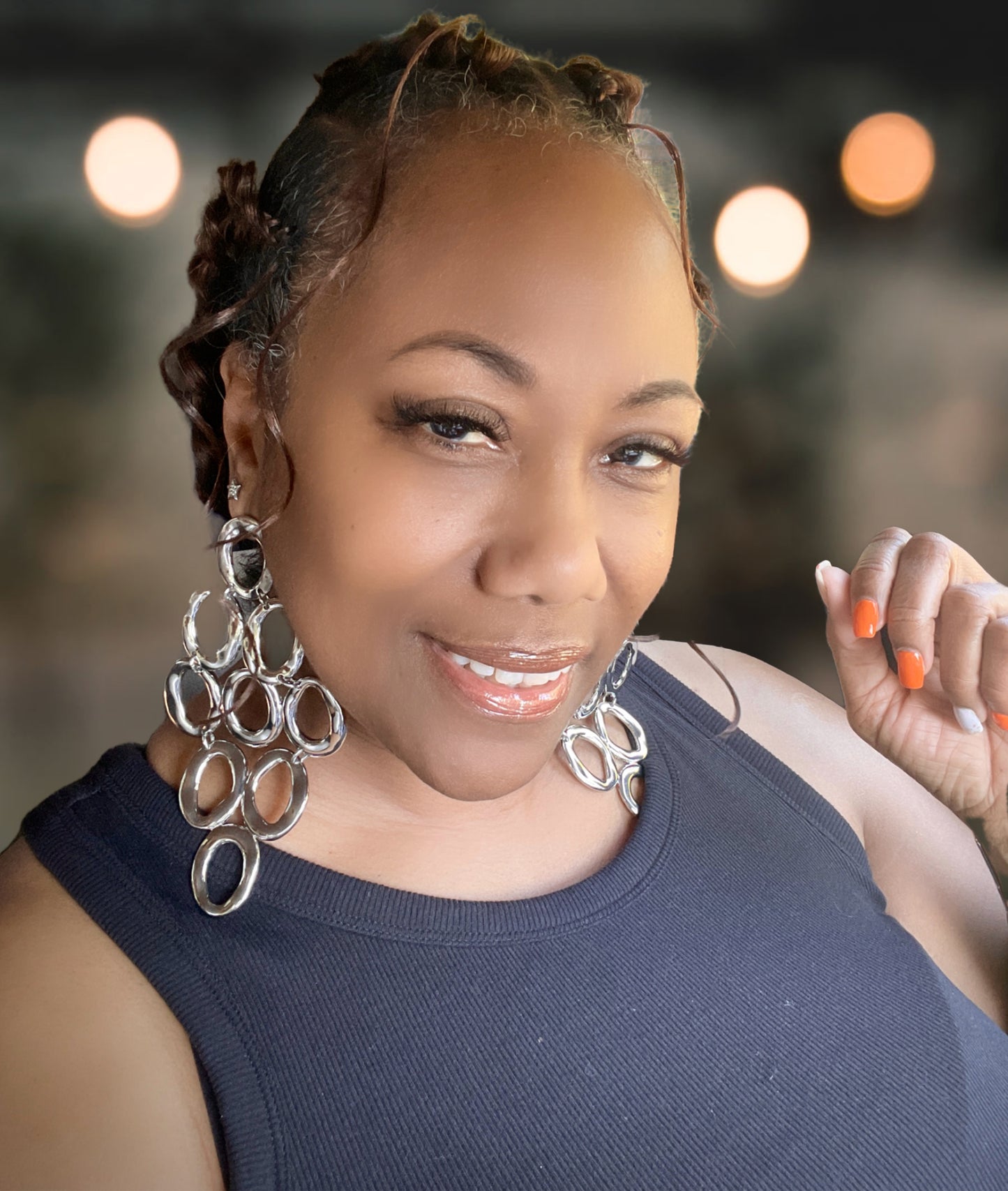 “Tyla” Silver Cascading Linked Chandelier Pierced Earrings