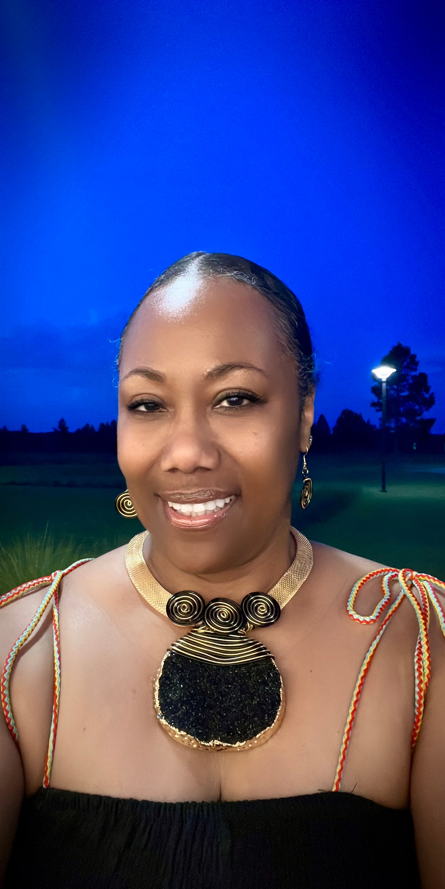 “Midnight Majesty” Black Druzy Stone Wire Tribal Necklace Set