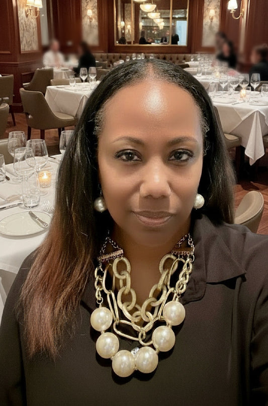 Chunky Cream Pearl Gold Layered Chain Necklace Set