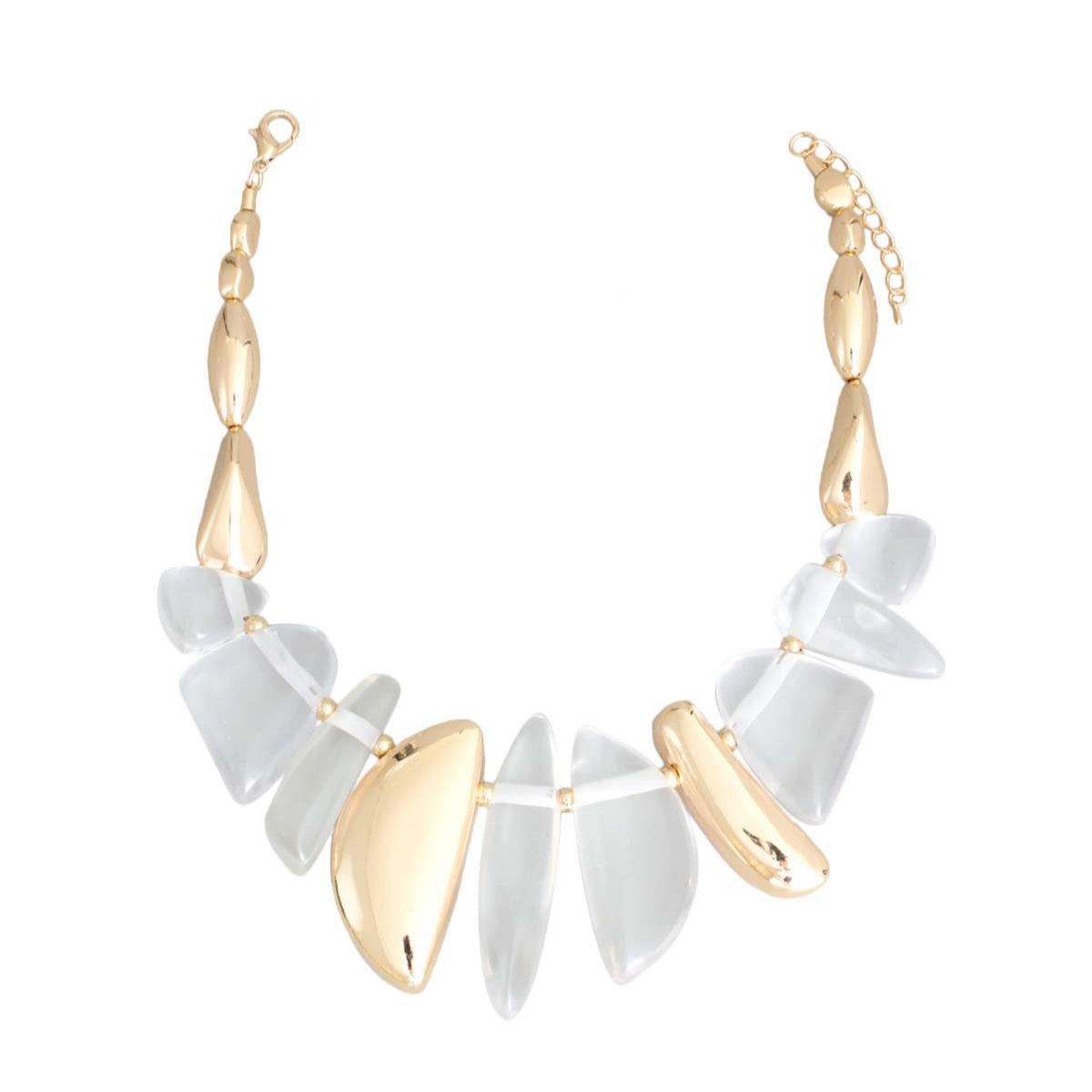 “Jacynda” Clear Chunky Bead Gold Necklace Set