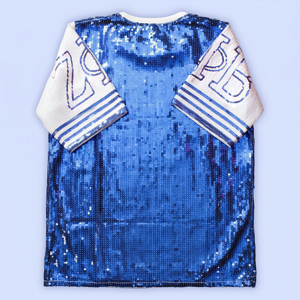 ZPB Sorority Blue and White Sequin Jersey Shirt