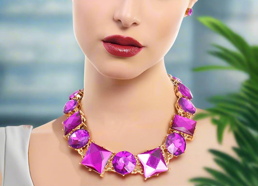 "Mazi" Beautiful Dark Purple Various Crystal Necklace Set