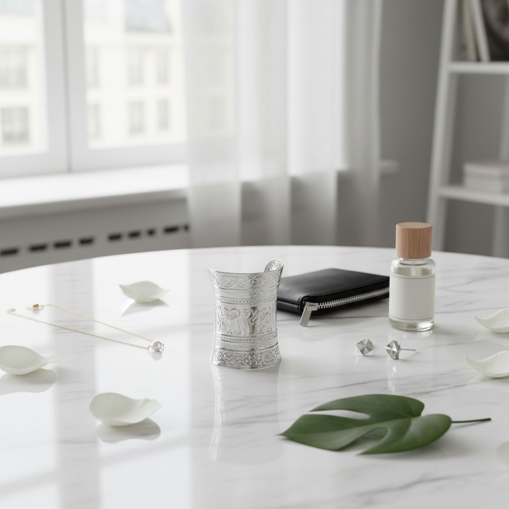 Long Cuff Silver Metal Elephant Embossed Bracelet