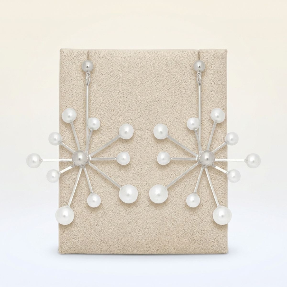 Drop Modern White Pearl Starburst Silver Earrings