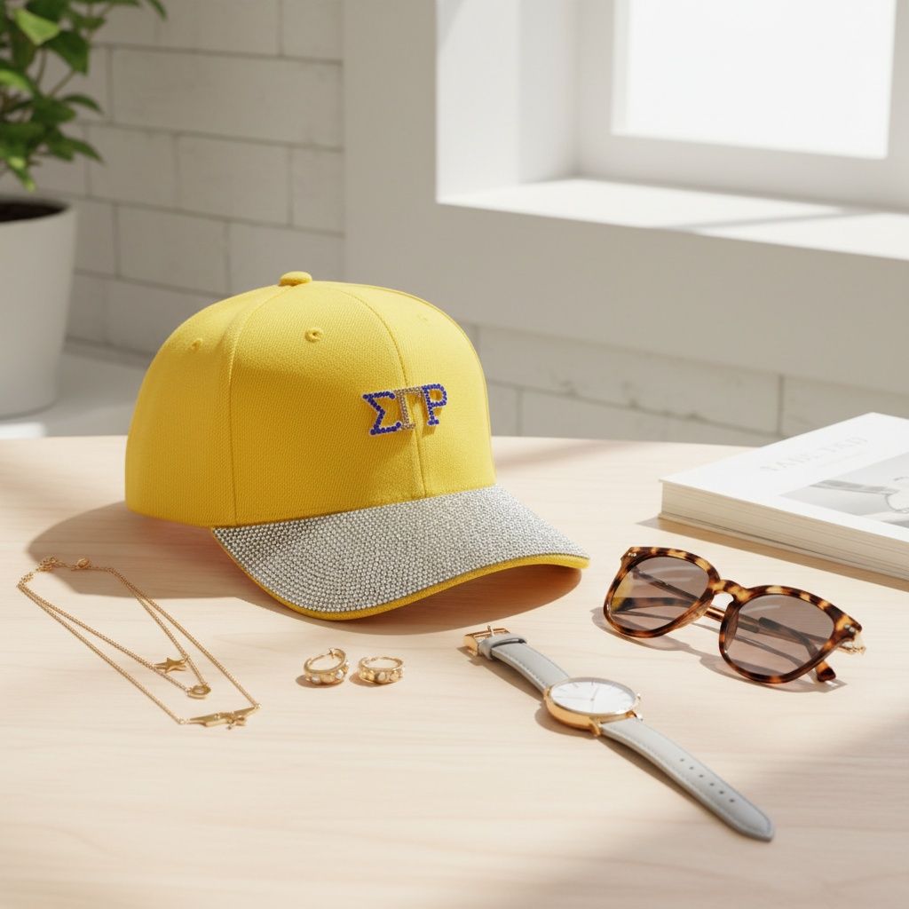 SGRHO Yellow Canvas Baseball Cap Rhinestone Brim