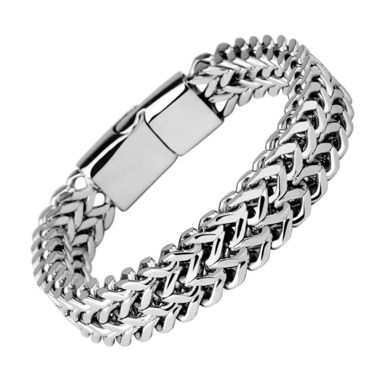Unisex Silver Chain Stainless Steel Bracelet