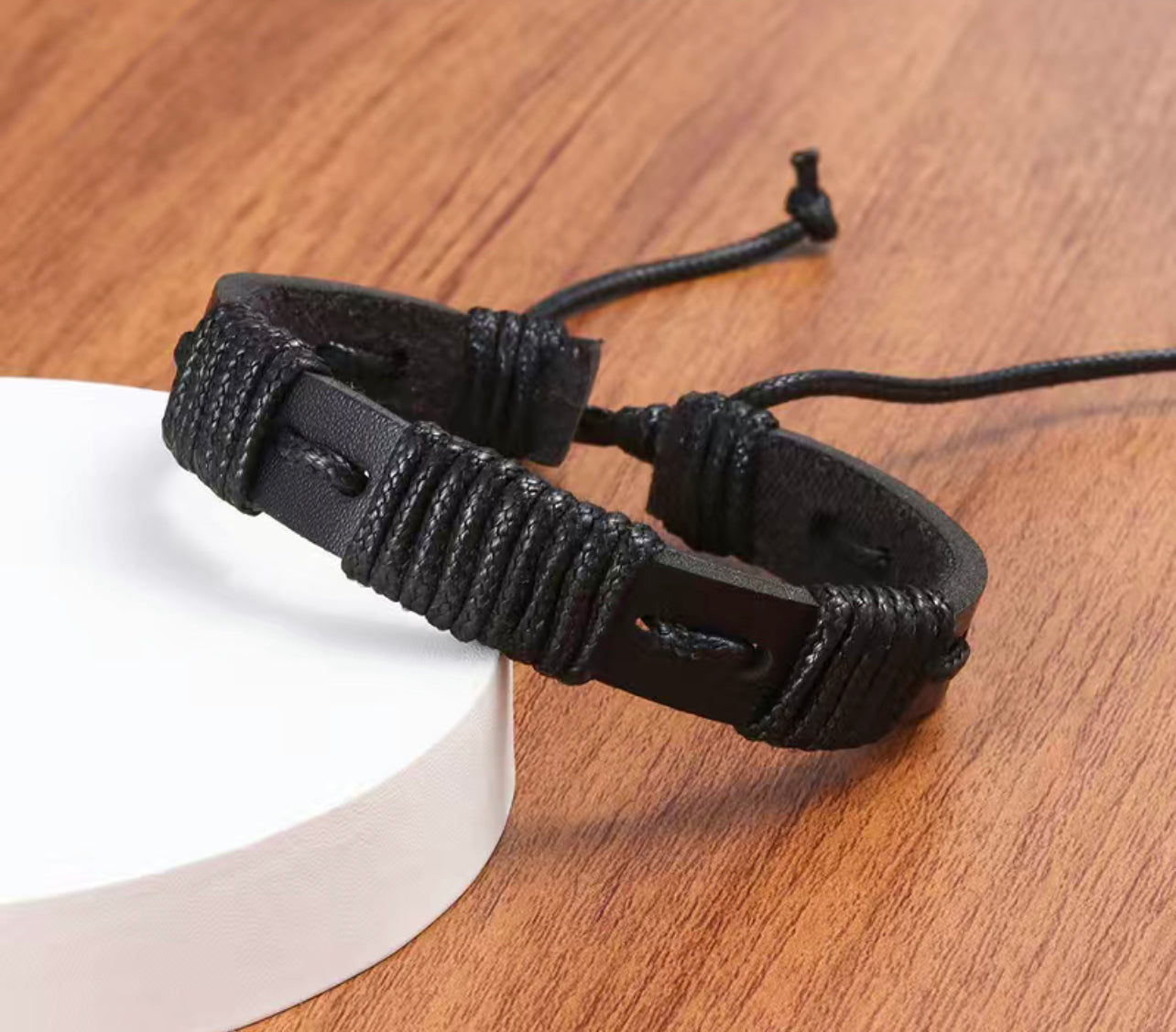 Unisex Black Vintage Leather Wrap Braided Handmade Bracelet