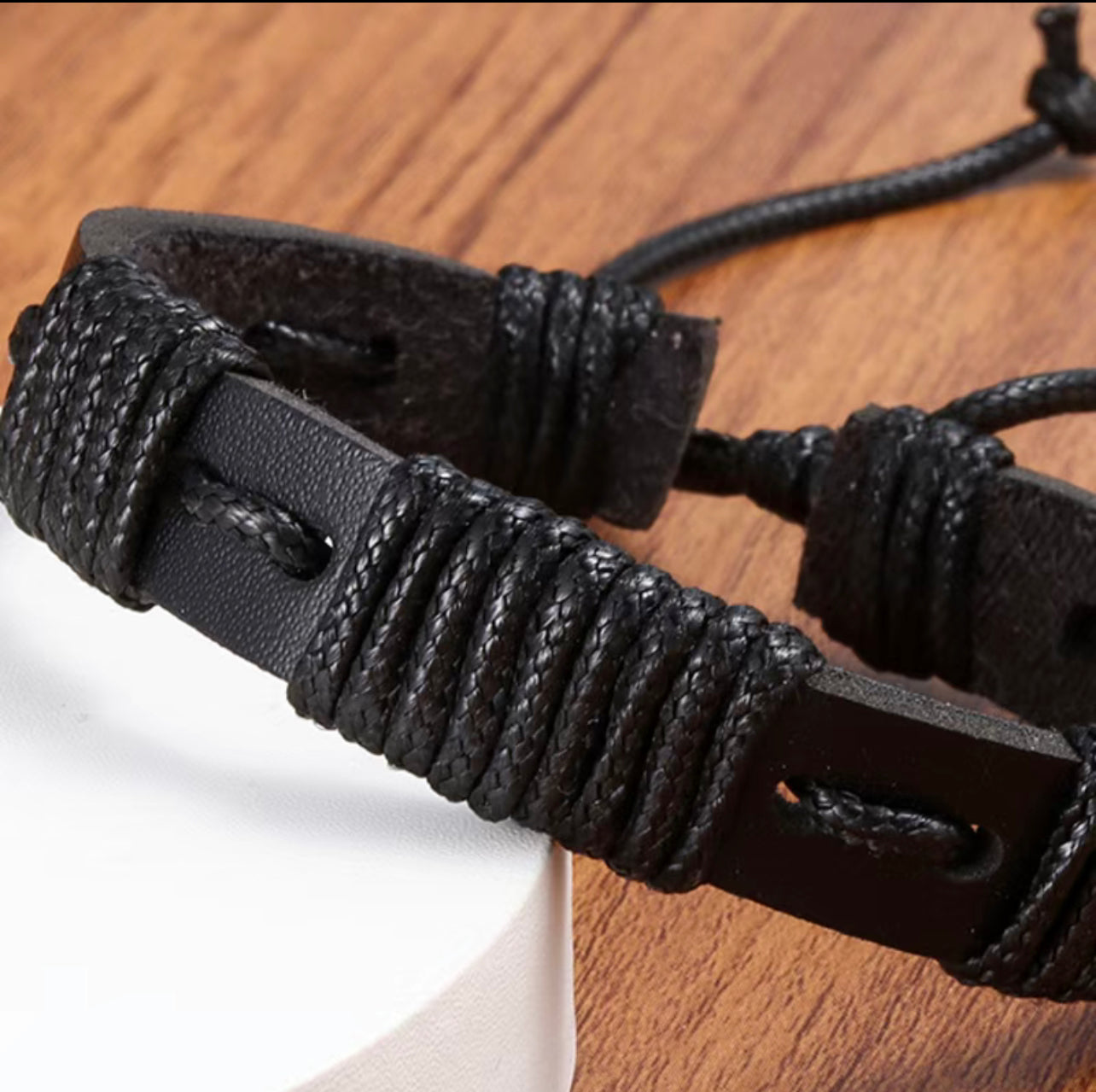 Unisex Black Vintage Leather Wrap Braided Handmade Bracelet