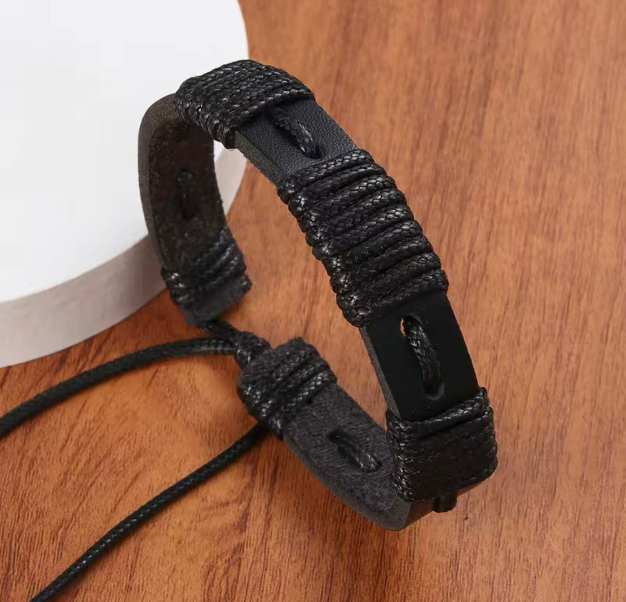 Unisex Black Vintage Leather Wrap Braided Handmade Bracelet