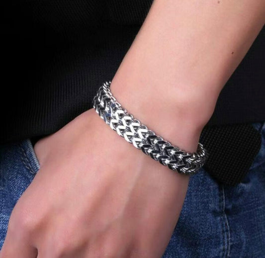 Unisex Silver Chain Stainless Steel Bracelet