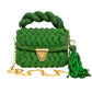 “Brunch Ready” Kelly Green Woven Crocheted Handbag