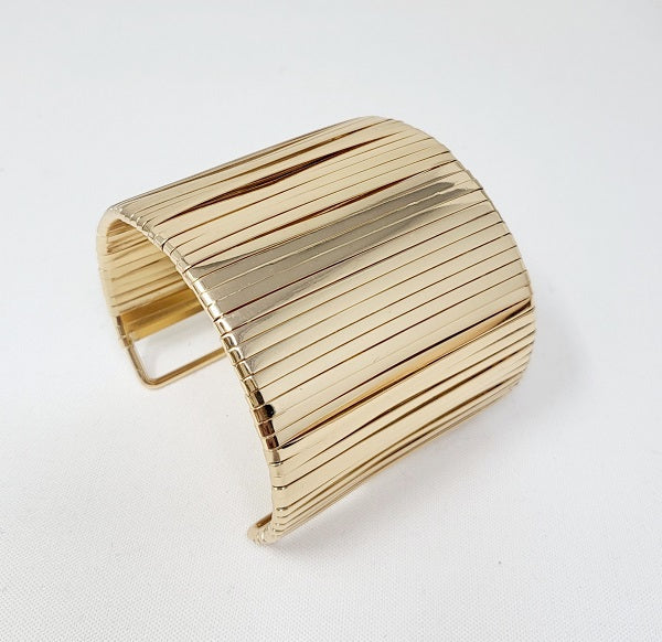 “Wire Me Up” Gold Metal Wire Wrapped Open Cuff Bracelet