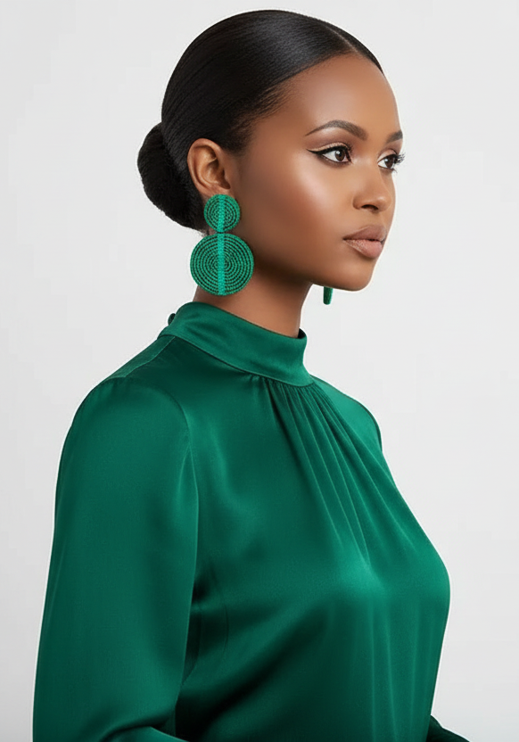 “Enchanting Vibes” Green Seed Bead Earrings