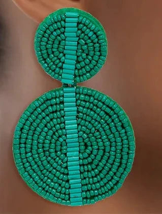 “Enchanting Vibes” Green Seed Bead Earrings