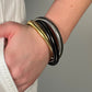 “Cobra” Mixed Metal Black, Silver and Gold Twisted Omega Stretch Bracelet