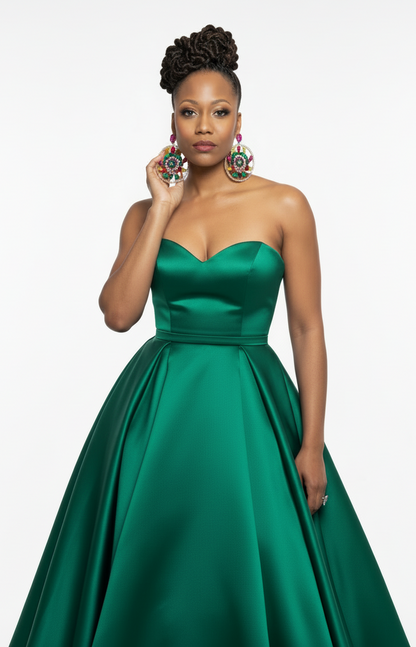 “Shay” Multicolor Gold Crystal Rhinestone Statement Pierced Earrings