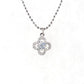 SILVER OPEN PAVE CLOVER NECKLACE WITH CUBIC ZIRCONIA STONES