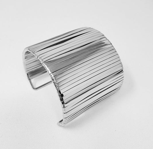 “Wire Me Up” Silver Metal Wire Wrapped Open Cuff Bracelet