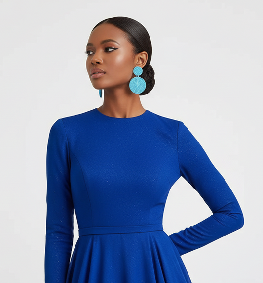 “Serene Allure” Light Blue Seed Bead Pierced Earrings