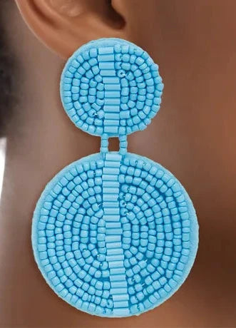 “Serene Allure” Light Blue Seed Bead Pierced Earrings