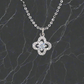 SILVER OPEN PAVE CLOVER NECKLACE WITH CUBIC ZIRCONIA STONES