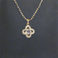 GOLD OPEN PAVE CLOVER NECKLACE WITH CUBIC ZIRCONIA STONES