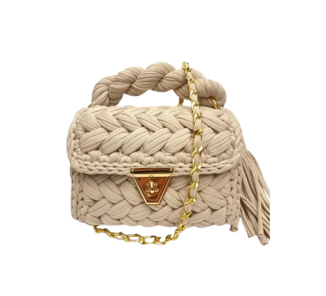 “Brunch Ready” Ivory Woven Crocheted Handbag
