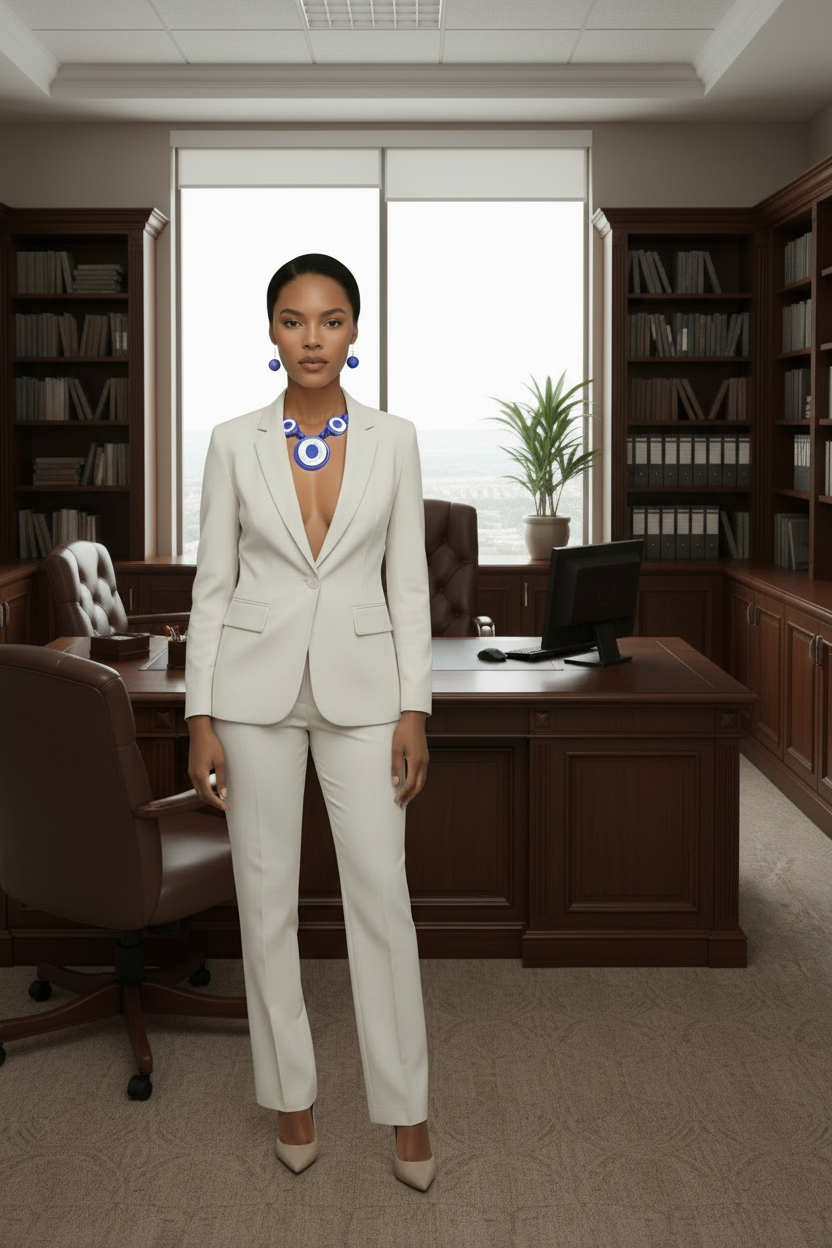 “Regal Allure” Royal Blue Tribal Horn Necklace Set