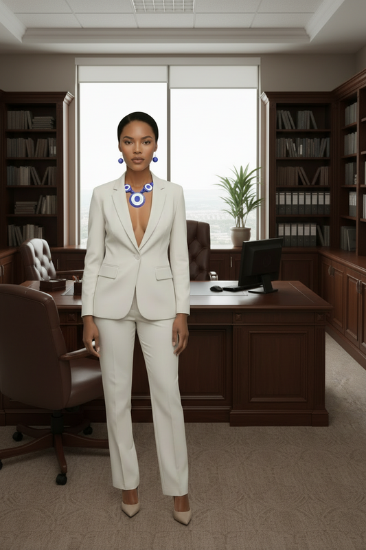 “Regal Allure” Royal Blue Tribal Horn Necklace Set