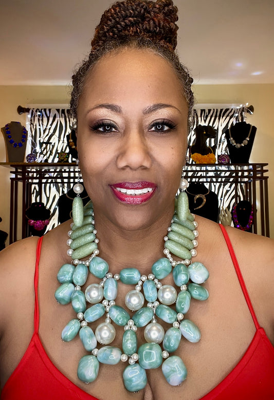“Jada” Chunky Turquoise Stone Necklace Set