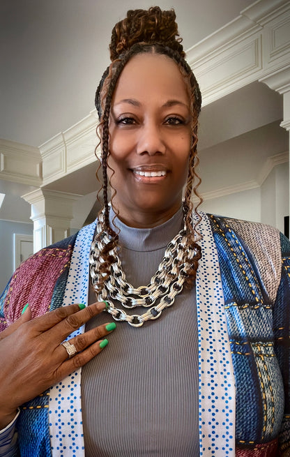 "Glamorous Layers" Silver Double Link Layered Necklace Set