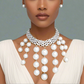 “The Gilded Grace” Modern Silver Woven Chain Pearl Choker Necklace Set