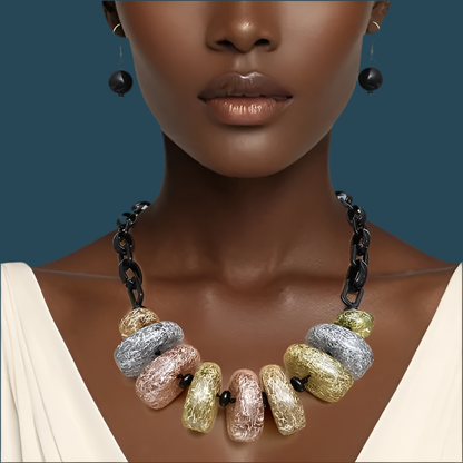 “Prismatic Power” Chunky Confetti Resin Multicolor Necklace Set