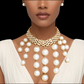 “The Gilded Grace” Modern Gold Woven Chain Pearl Choker Necklace Set