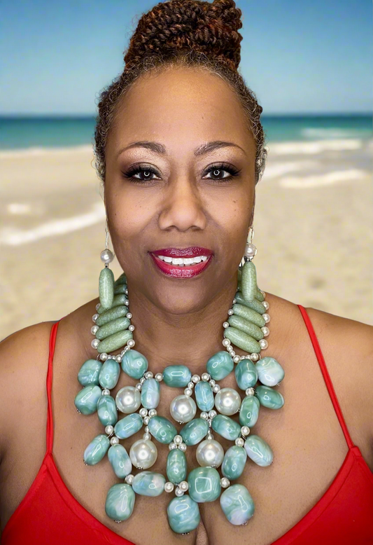 “Jada” Chunky Turquoise Stone Necklace Set