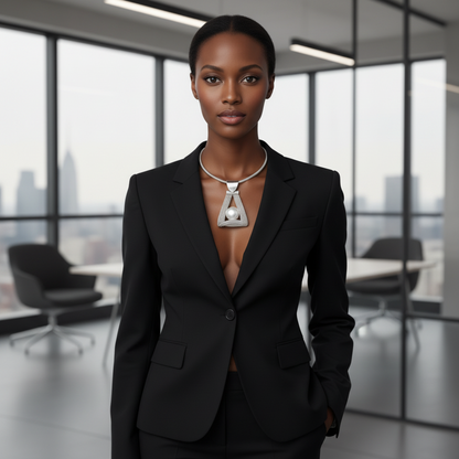 Enchantress: Silver Triangle Pearl Basket Pendant Necklace Set