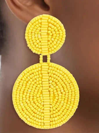 “Golden Radiance” Yellow Seed Bead Pierced Earrings