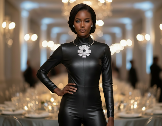 “Sparkle Girl” Silver Stacked Metal Squares Pendant Necklace Set