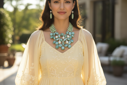 “Jada” Chunky Turquoise Stone Necklace Set