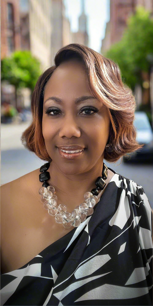 “The Bubble Queen” Black Square Bead Necklace Set