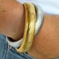 “Cobra” Two-Tone Silver and Gold Twisted Omega Stretch Bracelet