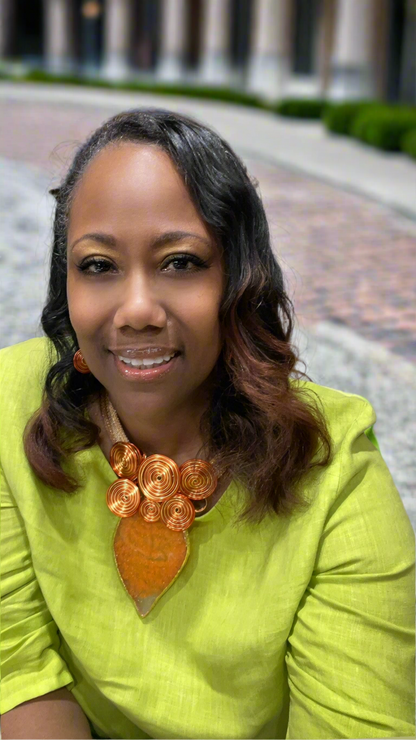 “Fiery Charm” Orange Resin Leaf Wire Tribal Pendant Necklace Set