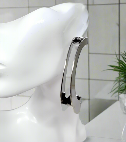 “Jennie” Silver Abstract Metal Pierced Earrings