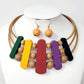 “Eden” Multicolor Wooden Mesh Choker Necklace Set
