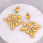 “Ashli” Yellow Gold Crystal Rhinestone Statement Pierced Earrings