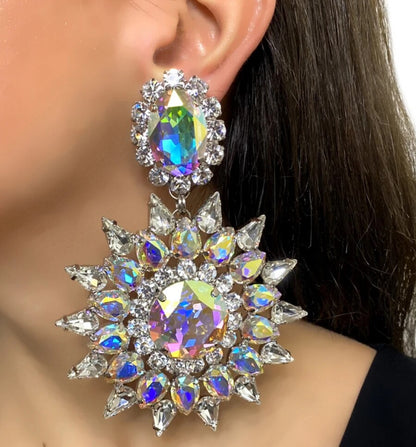 “Karlie” Geometric Crystal Rhinestone Statement Pierced Earrings