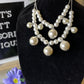 “SOPHIE” WHITE LAYERED PEARL SILVER NECKLACE SET