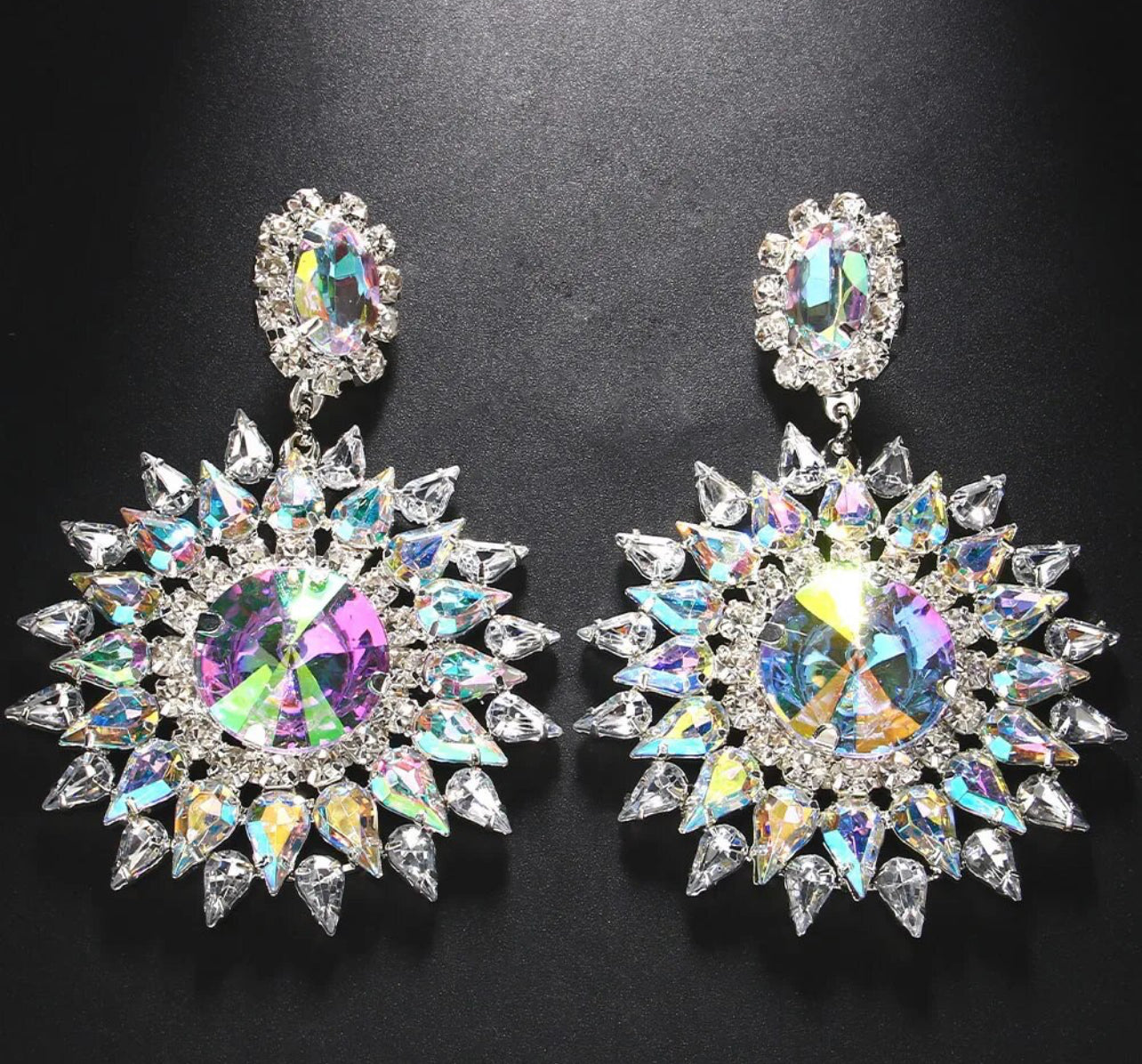 “Karlie” Geometric Crystal Rhinestone Statement Pierced Earrings